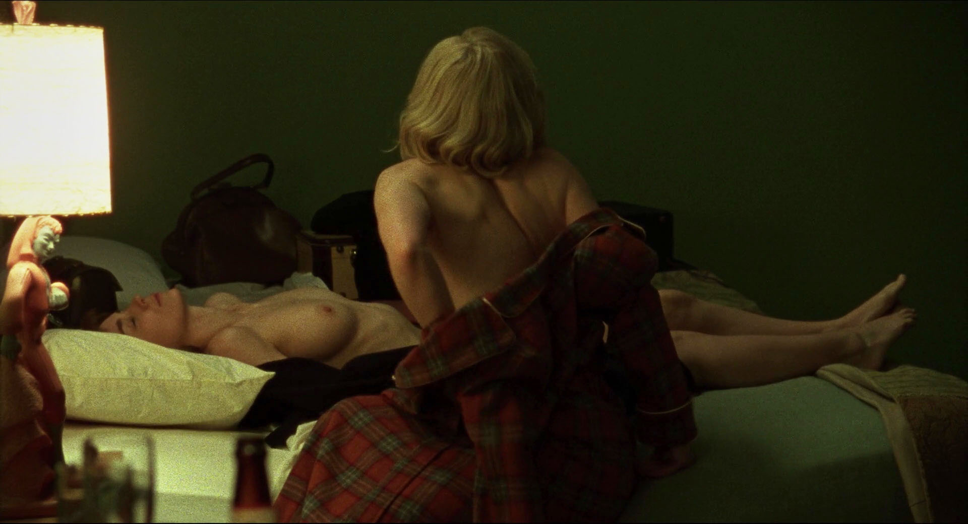 Rooney Mara and Cate Blanchett lesbian kissing as they make out into lesbian sex scene.